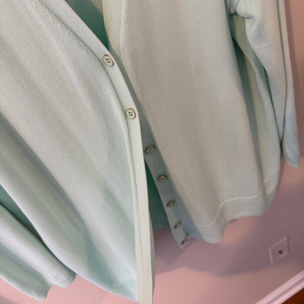 Talbots Plus Mint Green V-Neck Button Front Cardigan Sweater 2X VN5272 - Picture 4 of 9